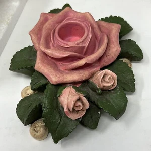 Resin Sculpted Rose Candlle Holder, Accents New in box - Picture 1 of 5