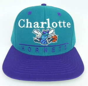 CHARLOTTE HORNETS NBA VINTAGE STYLE FLAT BILL SNAPBACK 2-TONE ADIDAS CAP HAT NEW - Picture 1 of 6
