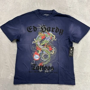 Ed Hardy Shirt Medium Limited Edition Dragon Boxy Relaxed Fit Vintage Faded Wash - Picture 1 of 11