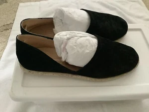 Saks Fifth Avenue Womens Black Leather Slip-On Espadrille Shoes Spain 38 US 8 - Picture 1 of 8