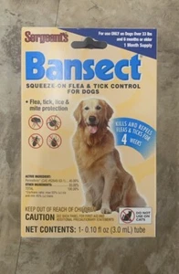 Sergeant's Bansect Flea & Tick Squeeze On for Dogs One Month Supply (2 Pack) - Picture 1 of 4