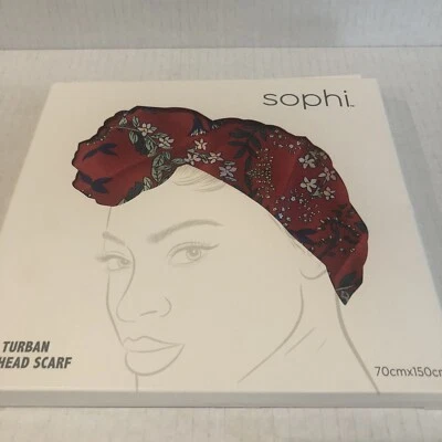 Turban Head Scarf by Sophi red floral 70 cm x150 cm .  NEW ( No Tag) - Image 1 of 3