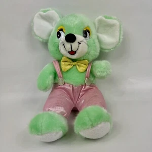 King Plush Green Mouse Bear Plush Vintage HTF Pink Pants Yellow Bow Tie 2002 - Picture 1 of 10