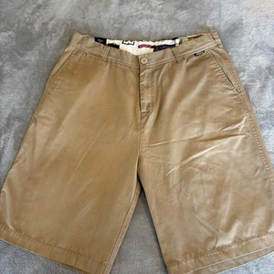 Lost Shorts Mens 38 Khaki Flat Front Casual Skate Chino Embroidered Logo Pockets - Picture 1 of 14