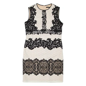 KAREN MILLEN Lace Womens Day Dress Cream Sleeveless Short UK 14 - Picture 1 of 6
