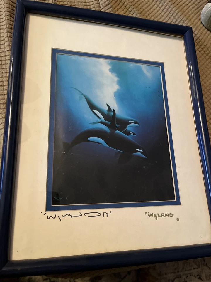 Hermosa impresión firmada por Wyland Orca Trio edición limitada orcas orcas Foto 1 de 4
