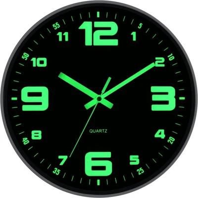 Wall Clocks Battery Operated - Glow in the Dark Wall Clock Non-Tick 12 Inch Sile - Image 1 of 4