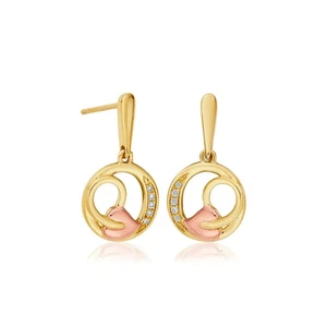Welsh Clogau 9carat 9k Multi Tone Gold & Diamond Tree Of Life Earrings RRP £630 - Picture 1 of 1