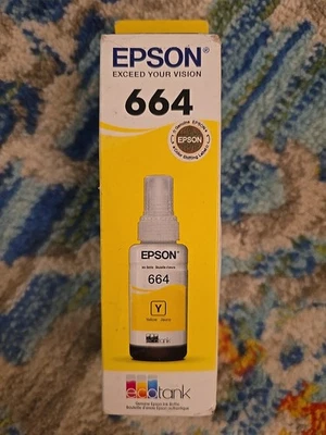 Genuine Epson T664 Yellow Ecotank Refill Ink Bottle 70mL NEW SEALED 2/2022 - Image 1 of 4