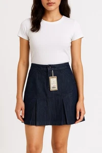 Anthropologie Bica Cheia Jeansrock neu mit Etikett Größe 6 – Taschen & Plissee vorne - Bild 1 von 16