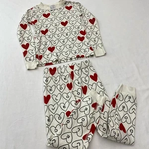 Hanna Andersson Pajamas Set Girls 5 Heart Loved Organic Cotton Valentines Day PJ - Picture 1 of 8