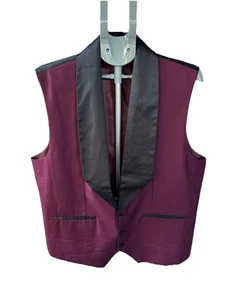 Coofandy Men's Size XXL Single Breasted Vest Burgundy Tie 3 Button Wedding - Picture 1 of 9
