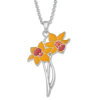 Collana Ciondolo Fiore di Narciso Catena Fiore Primavera Smalto Gioielli... - Immagine 1 di 4