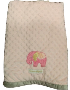 Pink Elephant Blankets & Beyond Minky Dot Gray Edge Replacement Blanket STAIN  - Picture 1 of 8