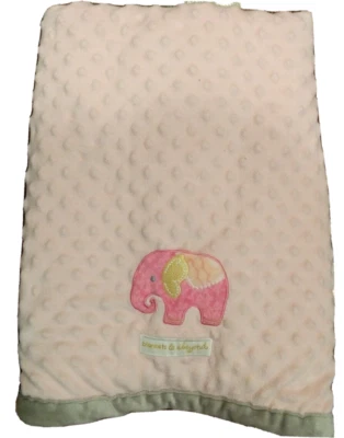 Pink Elephant Blankets & Beyond Minky Dot Gray Edge Replacement Blanket STAIN  - Image 1 of 4