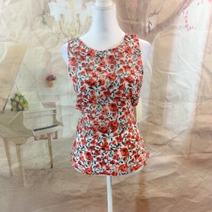 NEW Zara Women’s Sleeveless Rose Floral Blouse Size Large - Picture 1 of 9
