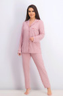Alfani Super Soft Pink Shadow Dot Print Long Sleeve Pajama Set Top Pants SMALL