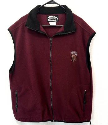 Chaleco Griz Vintage Universidad de Montana Grizzlies Adulto L Granate Vellón Cremallera Abrigo Foto 1 de 4