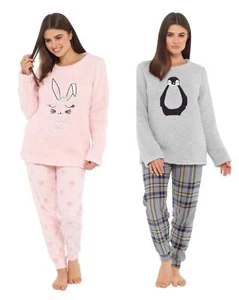 Damen Kuscheln Vlies Pyjama Set Loungewear Pyjama warm weiches Vlies PJ Sets - Bild 1 von 27