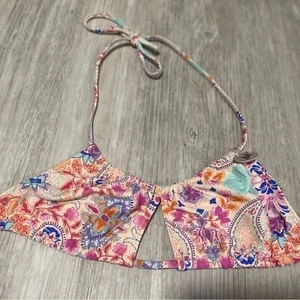 Forever 21 | Womens Multicolor Abstract Floral Keyhole Bikini Top | NWT | Medium - Picture 1 of 1