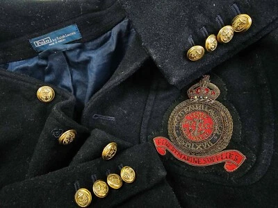 *HOT VTG Men POLO RALPH LAUREN SPORTS EMBROIDERED WOOL BLACK BLAZER Jacket 42R L - Image 1 of 4