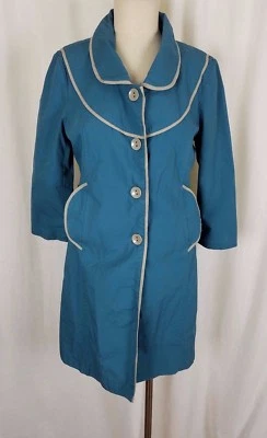 Gabardina de tul Anthropologie Mod GoGo para todo clima para mujer L azul turquesa Foto 1 de 4