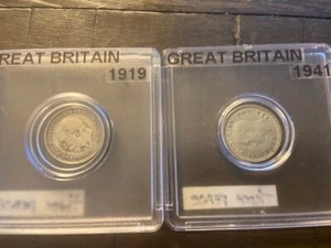 Monedas de 3 peniques de Gran Bretaña de 1919 y 1941 - Imagen 1 de 2