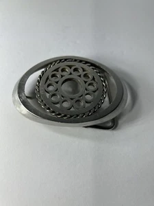 Hebilla de cinturón de tono plateado vintage con anillos círculos cuerda trenzada diseño trenzado - Imagen 1 de 4