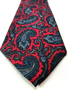 Vintage Boston Traders 100% Silk Tie Red Blue Paisley Theme Short 54.5" NWT - Picture 1 of 7