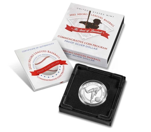 2022-P PROOF SILVER DOLLAR ✪ NEGRO LEAGUES BASEBALL ✪ $1 OGP BOX & COA ◢TRUSTED◣ Cover