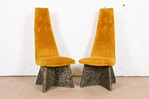 Adrian Pearsall Mid-Century Modern Brutalist High Back Chairs, Pair Cover