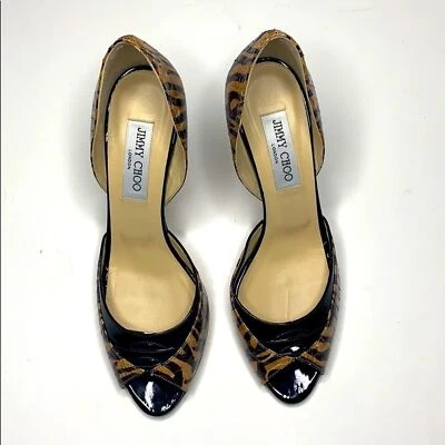 Jimmy Choo Piel de Serpiente Estampado Animal D'Orsay Tacones Talla 39 Stiletto Mujer Punta Abierta Foto 1 de 4