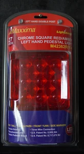 Maxxima M42362R/Y-A Square Chrome Red/Amber STT/PFT Pedestal LH Double Post - Picture 1 of 2