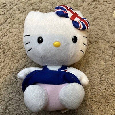 Peluche TY Hello Kitty Sanrio I Love England rojo blanco y azul 6" Foto 1 de 3