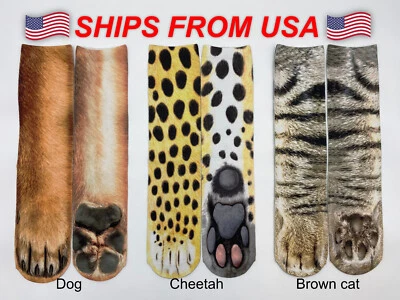 Meias unissex estampa 3D animal patas novidade engraçada apenas para rir - Imagem 1 de 2