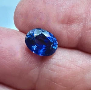 3.67 CT 100% NATURAL CEYLON SAPPHIRE OVAL UNHEATED BLUE LOOSE GEMSTONE - Picture 1 of 10