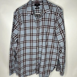 Vince Blue Red Plaid Long Sleeve Light Cotton Flannel Shirt sz Large Classic Fit - Picture 1 of 13