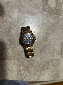 MICHAEL KORS Womens Oversized Dylan Rose Gold Chronograph Watch Blue Dial Steel - Picture 1 of 5