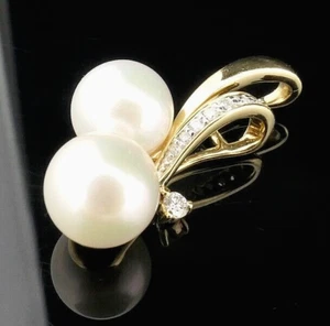 Wundervoller Gold-Anhänger 585 14K Gelbgold mit PERLE + DIAMANT in edlem DESIGN* - Bild 1 von 8