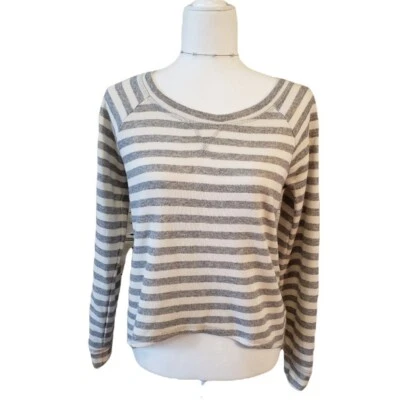 Mossimo Grey & White Striped Hi-Lo Lounge Sweatshirt Size Medium — 第 1/4 张图片