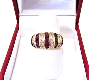 Valuation $4367 18K Yellow Gold Ruby and Diamond Dome Ring size L1/2 - Picture 1 of 7