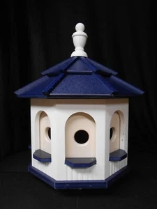 Amish handgefertigter Poly Pavillon Vogelhaus Hof Garten weiß & blau Medium - Bild 1 von 1