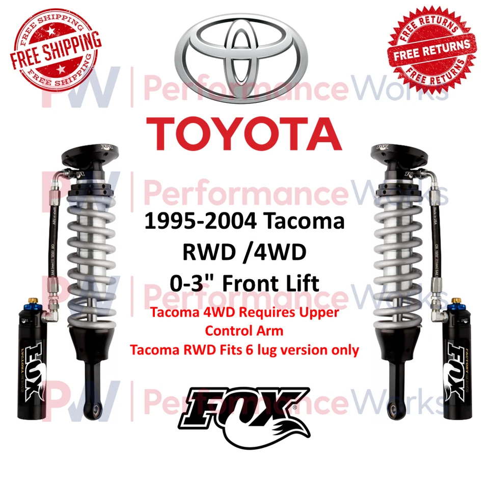 Par de amortiguadores Fox 2.5 Factory Race Series 0-3" elevación delantera para Toyota Tacoma tracción trasera 4x4 Foto 1 de 4