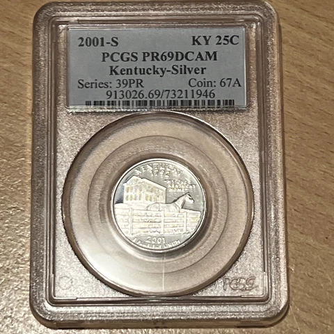 PR69 DCAM 2001-S SILVER Kentucky Statehood Quarter PCGS KY 25c FREE US SHIPPING! Cover