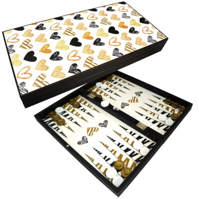 DELUXE Holz Backgammon Set VALENTINE Tavla Spiel im XXL Format 48x48,7 cm - Bild 1 von 4