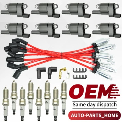 UF742 8x Ignition Coils Spark Plug Wire For Cadillac Escalade ESV Chevy GMC 6.2L - Image 1 of 4