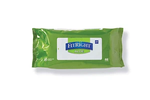 FitRight Aloe Cleansing Wipes, Scented, 8x10 inch, 68ct, Pack of 12 - Picture 1 of 7