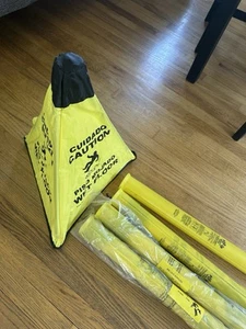 Pop-Up Yellow Caution Wet Floor Safety Cone 20" w/ Case - Set Of 4 Cones - Picture 1 of 4