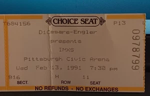 INXS Michael Hutchence Ticket Stub 13.02.1991 Civic Arena PGH Di Cesare Engler - Bild 1 von 3