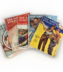 Vintage Saturday Evening Post 1941 Norman Rockwell Lot OF 5 Advertisements - Picture 1 of 6